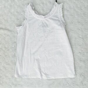 NWT- CHASER Girls Vintage Jersey Ruffle Racerback Flounce Tank Top in White